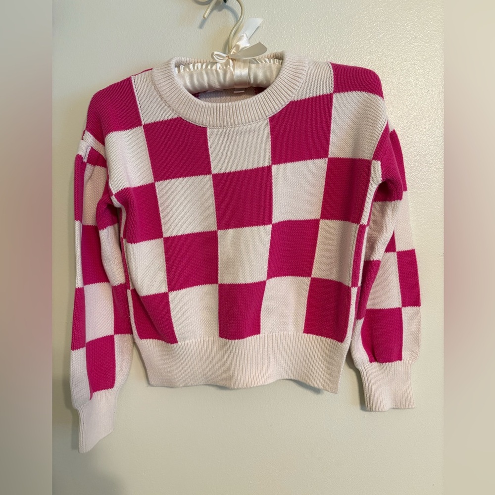 Gap girl white and pink sweater
